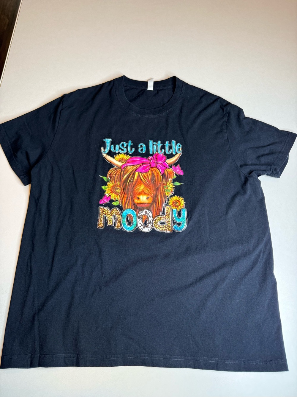 Highland Cow Just a Little Moody Graphic T-Shirt XXL